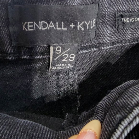 Kendall & Kylie The Icon High Rise Straight Stretch Distressed Black Jeans 29 - Picture 4 of 9